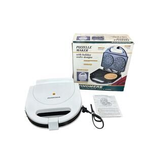 Windmere Pizzelle Maker Holiday Designs WM-3HP Italian Christmas Cookies in Box